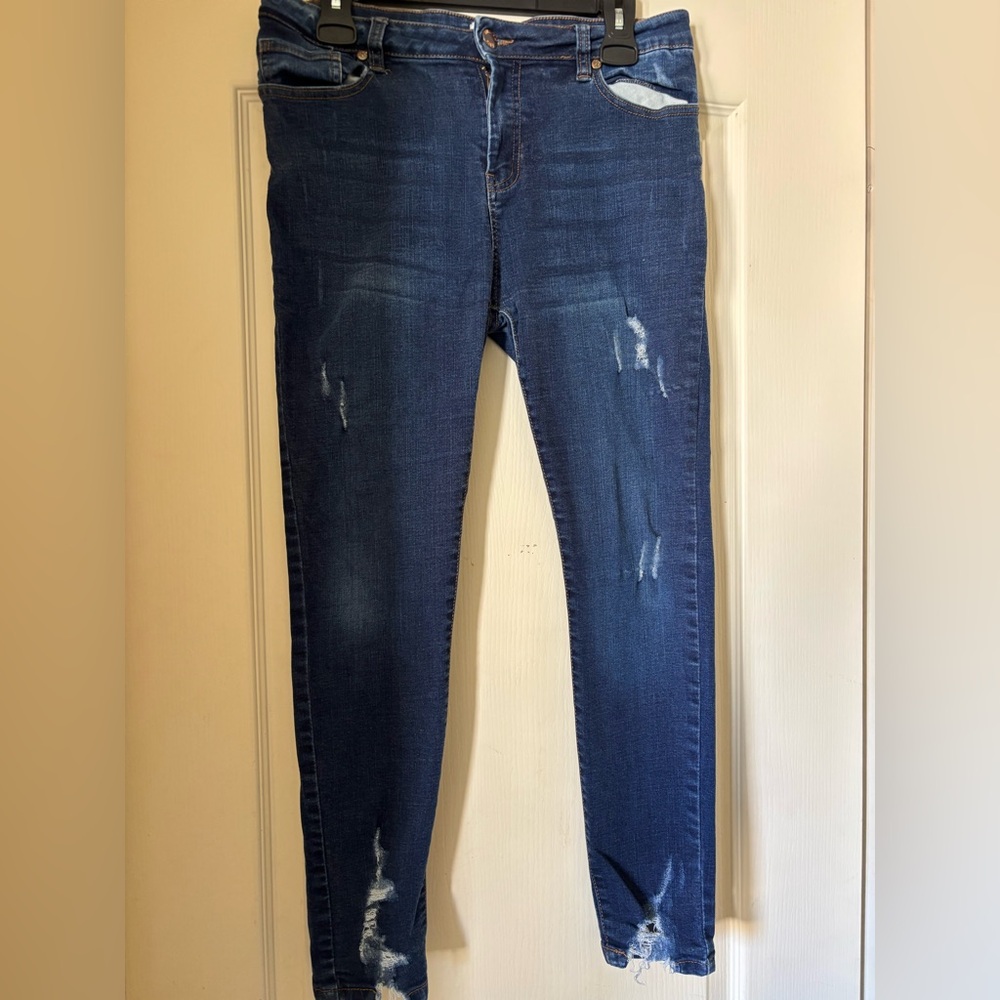 William Rast Navy Blue Skinny Ripped Jeans